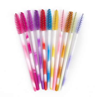 zwellbe 50Pcs/Pack Disposable Colorful Eyelash Brushes Plastic Handle Eyebrow Mascara Applicator